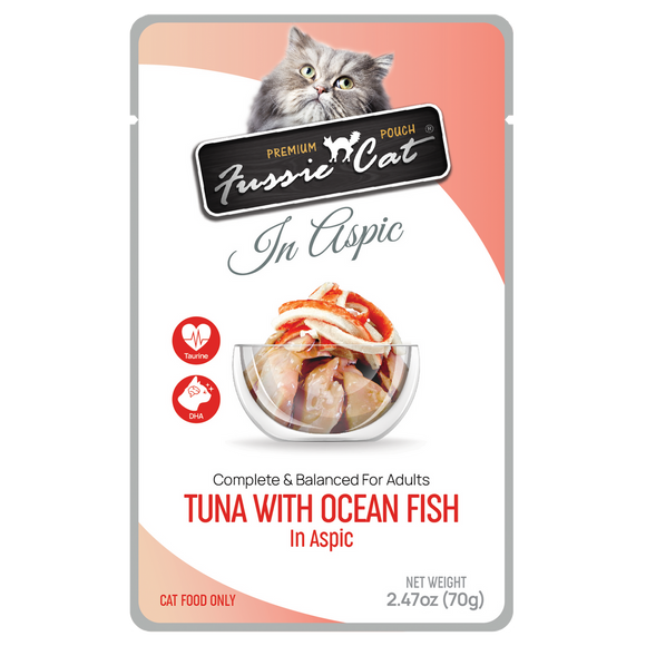 Fussie Cat Premium Tuna w/ Ocean Fish in Aspic Pouch 2.47oz