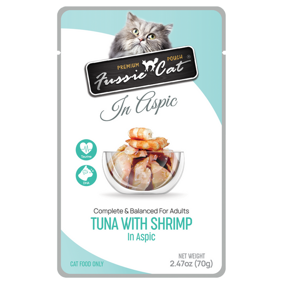 Fussie Cat Premium Tuna w/ Shrimp Aspic Pouch 2.47oz