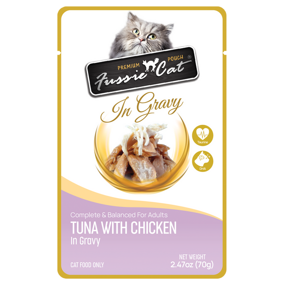 Fussie Cat Premium Tuna w/ Chicken in Gravy Pouch 2.47oz