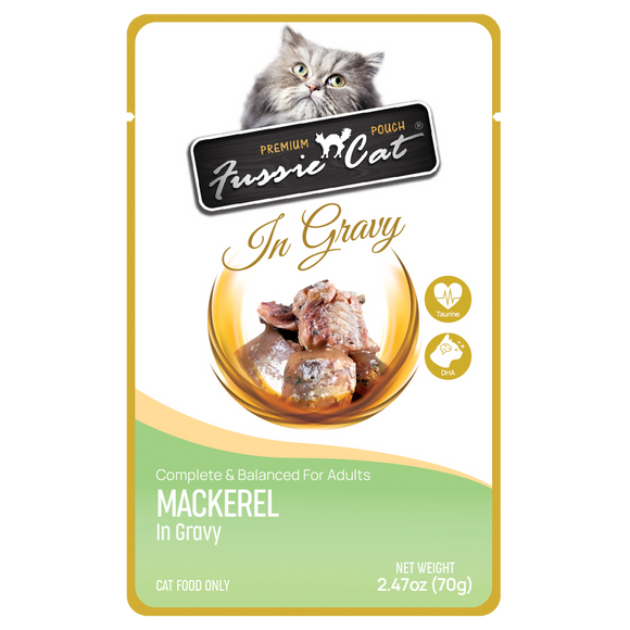Fussie Cat Premium Mackerel in Gravy Pouch 2.47oz