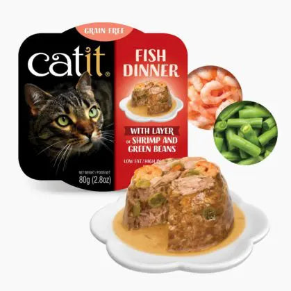 Catit Wet Cat food Tuna Dinner 2.8oz Shrimp and Green Beans