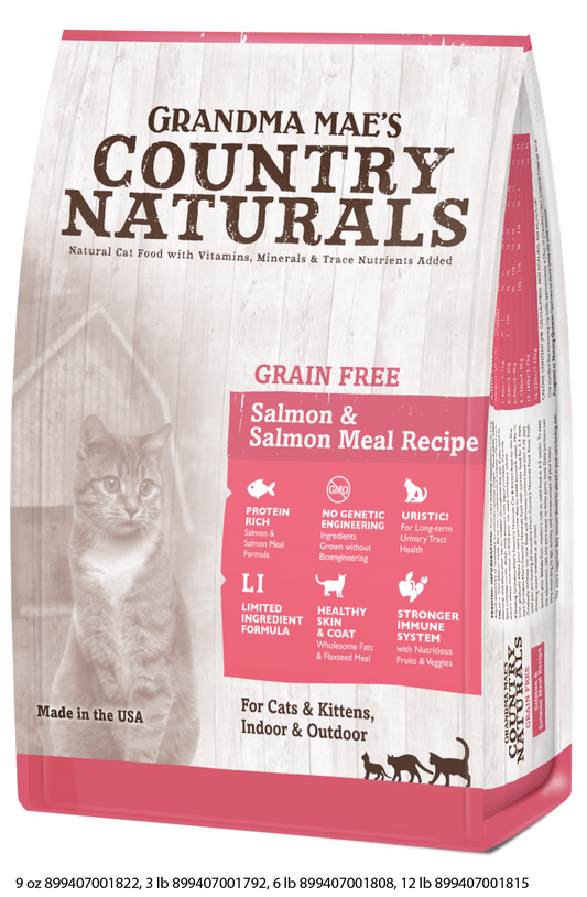 Grandma Mae's Country Naturals Grain-Free Salmon Meal Recipe Dry Cat Food, 12 Lb