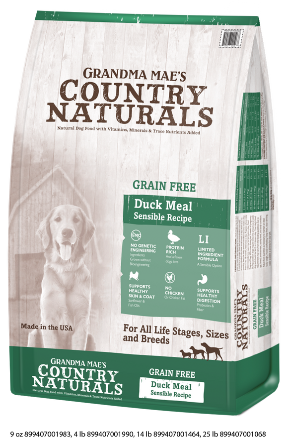 Grandma Mae's Country Naturals Grain-Free Limited Ingredient Duck Recipe Dry Dog Food, 9 Oz