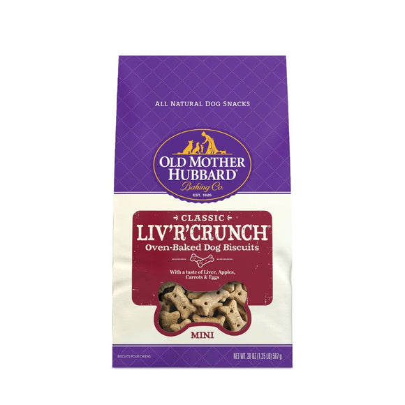 Old Mother Hubbard by Wellness Classic Crunchy LIV'R'CRUNCH with Carrot,Liver and Apple Flavor Biscuits Mini Oven Baked Dog Treats - 20oz