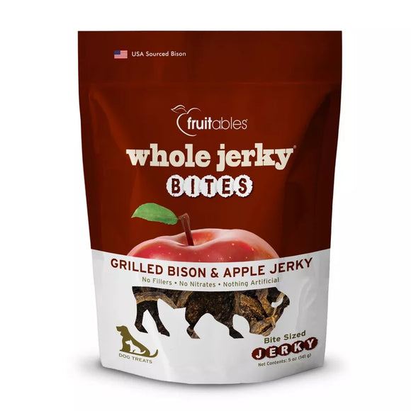 Fruitables Whole Jerky Bites Grilled Bison and Apple Jerky Dog Treats - 5oz