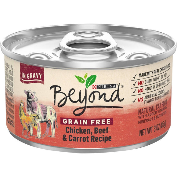 Purina Beyond Natural Cat Food in Gravy Wet Canned Cat Food  Chicken and Beef Recipe  3 oz. Can