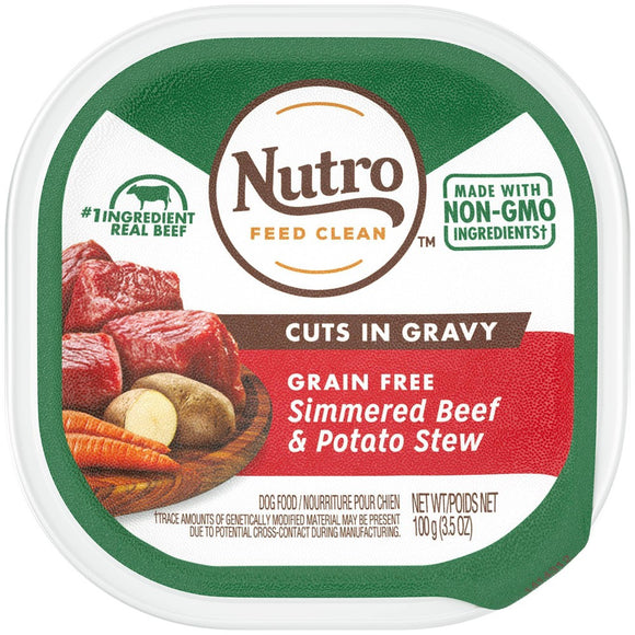 NUTRO Natural Grain Free Cuts in Gravy Simmered Beef & Potato Stew Adult Wet Dog Food  3.5 oz. tray