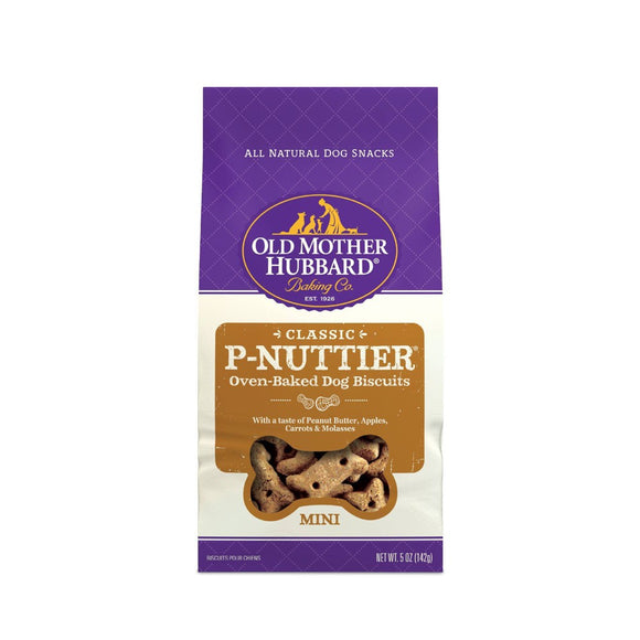 Old Mother Hubbard Classic P-Nuttier Biscuits Baked Dog Treats  Mini  5 Ounce Bag