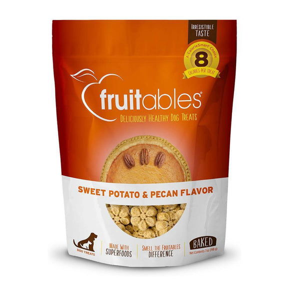 Fruitables Baked Dog Treats  Pumpkin Treats for Dogs  Healthy Low Calorie Treats  Sweet Potato and Pecan  7 Ounces