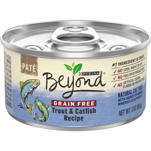 Purina Beyond Grain Free, Natural Pate Wet Cat Food, Grain Free Trout & Catfish Recipe, 3 oz. Can