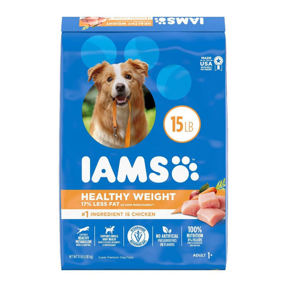 IAMS Adult Healthy Weight Control Dry Dog Food with Real Chicken  15 lb. Bag