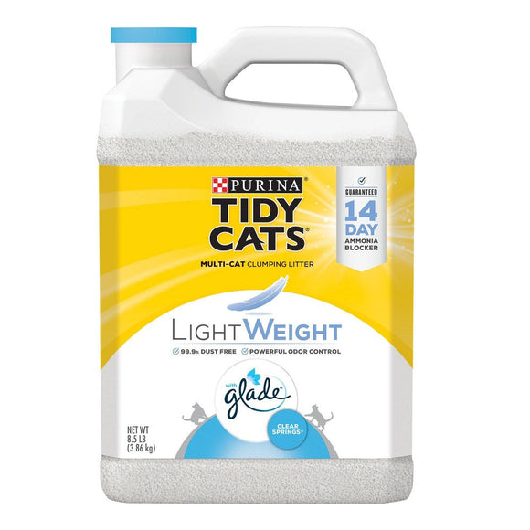 Purina Tidy Cats Light Weight, Low Dust, Clumping Cat Litter, LightWeight Glade Clear Springs Multi Cat Litter 8.5lb. Jug