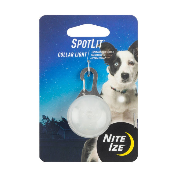 Nite Ize SpotLit LED Collar Light White  Carabiner Pet Locator Glows Flashes
