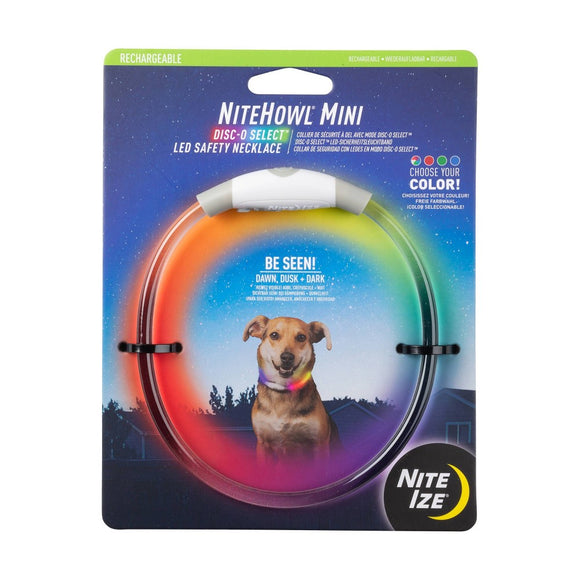 NiteHowl Mini Rechargeable LED Safety Dog Collar - Disc-O Select