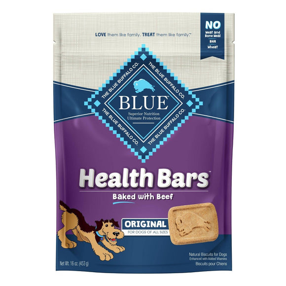 Blue Buffalo Health Bars Natural Crunchy Dog Treats Biscuits  Beef 16-oz bag