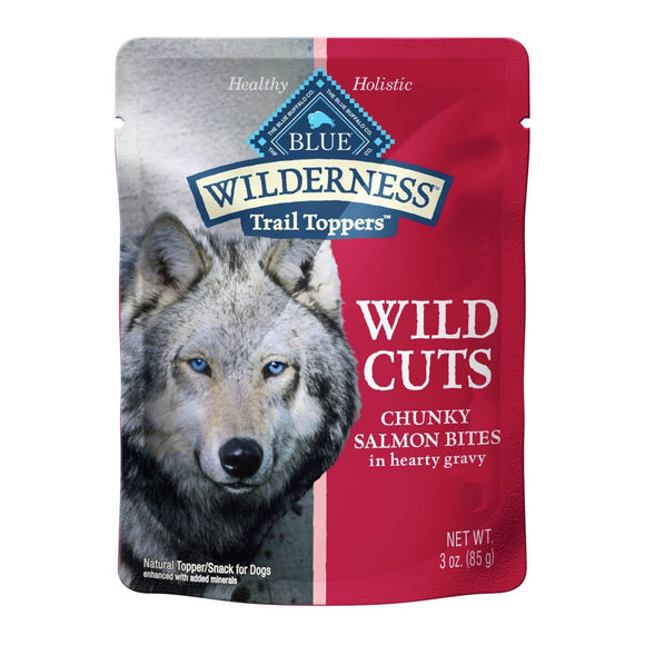 Blue Buffalo Wilderness Trail Toppers Wild Cuts High Protein Chunky Salmon Bites In Gravy Wet Dog Food  Grain-Free  3 oz. Pouch