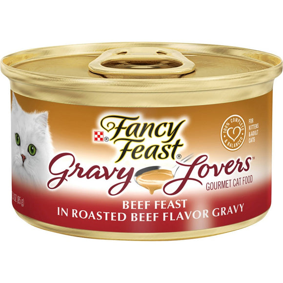 Fancy Feast Gravy Wet Cat Food  Gravy Lovers Beef Feast in Roasted Beef Flavor Gravy  3 oz. Can
