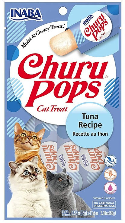 INABA Churu Pops  Soft  Moist & Chewy Jelly Cat Treats  0.54 oz  24 Tubes (4 per Pack)  Tuna Recipe