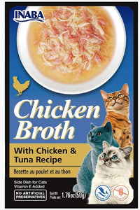 Inaba 1.76oz Chicken Broth with Chicken & Tuna Recipe Side Dish for Cats