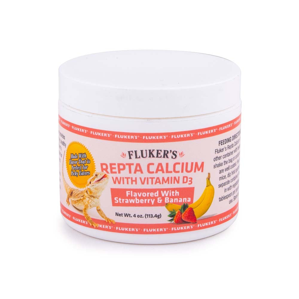 Flukers 91197730191 4 oz Repta Calcium with Vitamin D3 Strawberry Banana Flavored