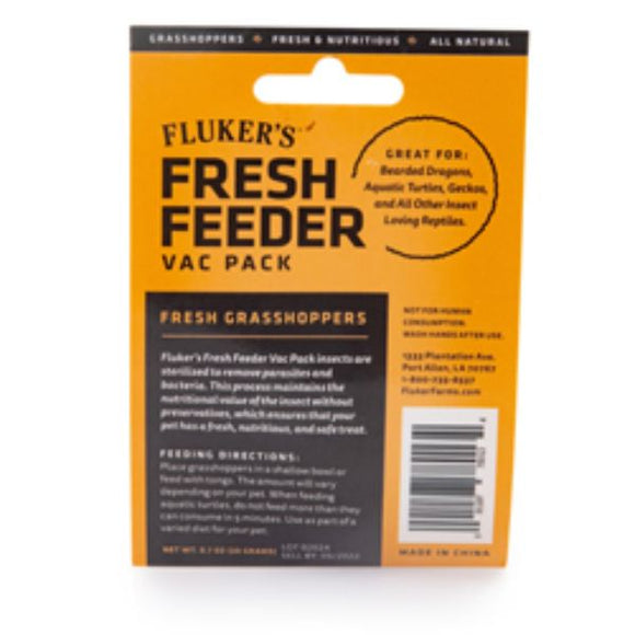 Fluker Labs 091197780134 0.7 oz Fresh Feeder Vac Pack Grasshoppers Reptile Food