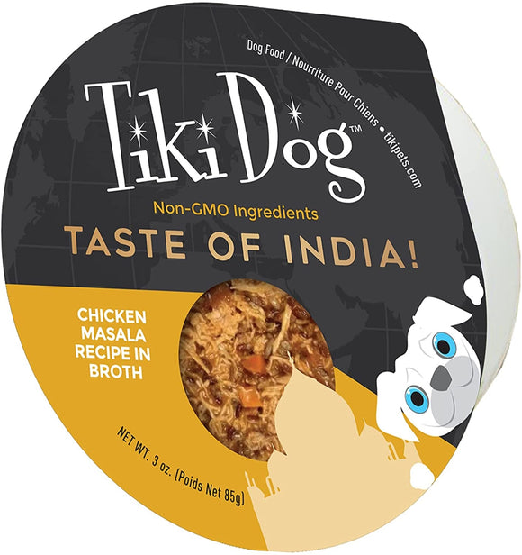 Tiki Dog Taste of the World Wet Dog Food india Chicken 3oz Cup