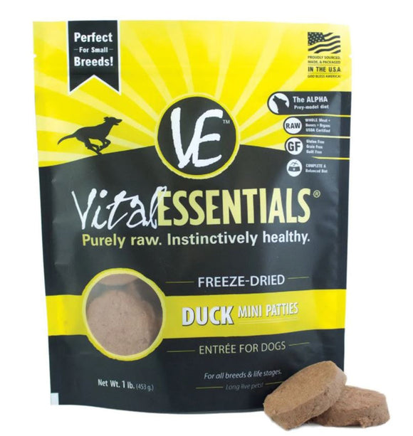 Vital Essentials 14oz Freeze Dried Mini Pate Duck Dog Food