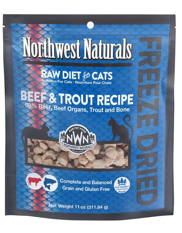 Northwest Naturals 11 oz Cat Freeze Dried Nibbles Beef Trout