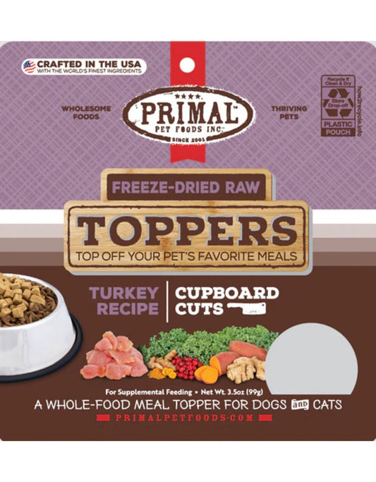 Primal Turkey Freeze Dried Cupboard Cuts Toppers Pet Food - 18 oz