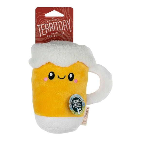 Territory 6 in. Plush Squeaker Dog Toy Beer