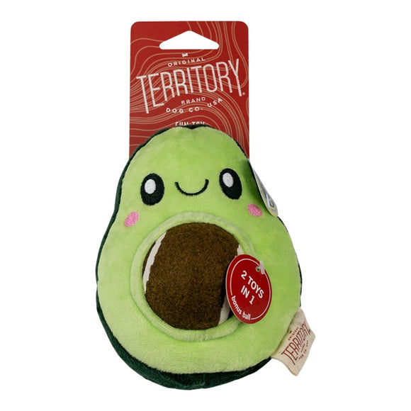 Territory 6 in. Plush Squeaker Dog Toy Avacado