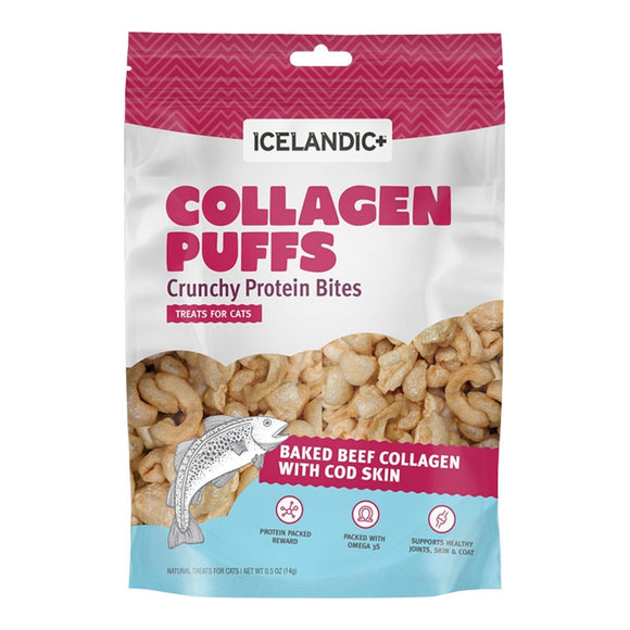 Icelandic 0.5 oz Cat Beef Collagen Puffs with Fish