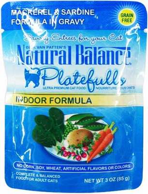 Natural Balance Platefulls Indoor Mackerel & Sardine Formula in Gravy Cat Pouch