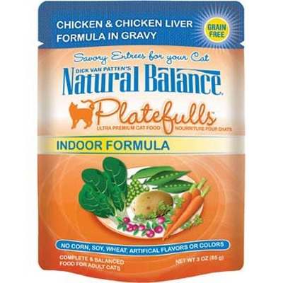 Natural Balance Platefulls Indoor Chicken & Chicken Liver Formula in Gravy Cat Pouch
