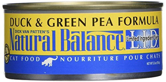 Natural Balance L.I.D. Limited Ingredient Diets Wet Cat Food, Duck & Green Pea Formula, 5.5-Ounce Can