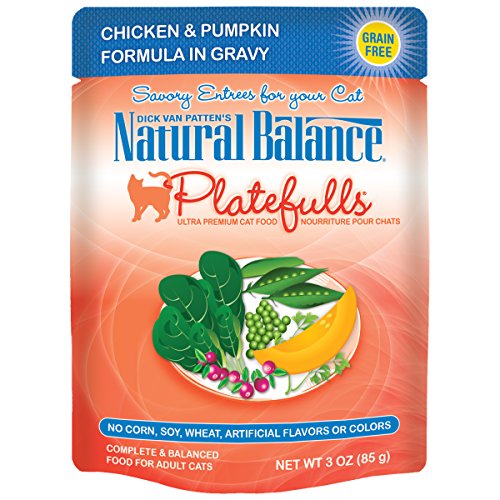 Natural Balance Platefulls Chicken & Pumpkin Formula in Gravy Cat Food, 3-Ounce Pouch