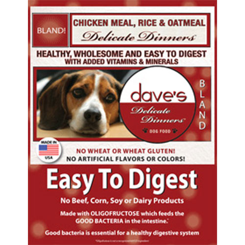 Dave's Natural Dry Dog Food, Delicate Dinners, Easy to Digest, Chicken Meal, Rice & Oatmeal, Wheat & Wheat Gluten Free (Bag 16 lb)