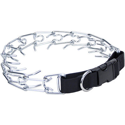 Titan Easy-On Prong Dog Training Collar W/Buckle-Black/Chrome  Neck Size 22