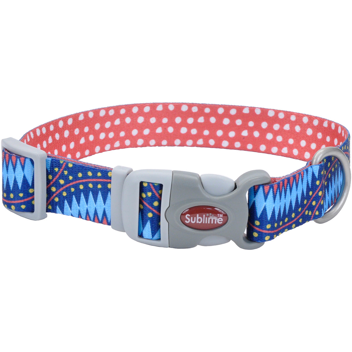 Sublime 3/4 Adjustable Dog Collar-Blue Diamonds W/Dots