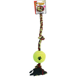 Mammoth Flossy Chews Rope with Tennis Ball Tug Dog Toy  Extra Large  36