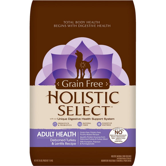 Holistic Select Natural Grain Free Dry Dog Food Deboned Turkey & Lentils  12lb