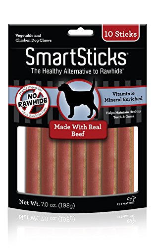 SmartBones SmartSticks with Real Beef 10 Count  Rawhide-Free Chews for Dogs