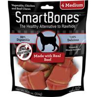 SmartBones Medium Chews With Real Beef 4 Count  Rawhide-FreeChews For Dogs
