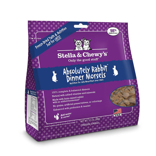 Stella & Chewy's Absolutely Rabbit Dinner Morsels Freeze-Dried Dry Cat Food, 3.5 oz.
