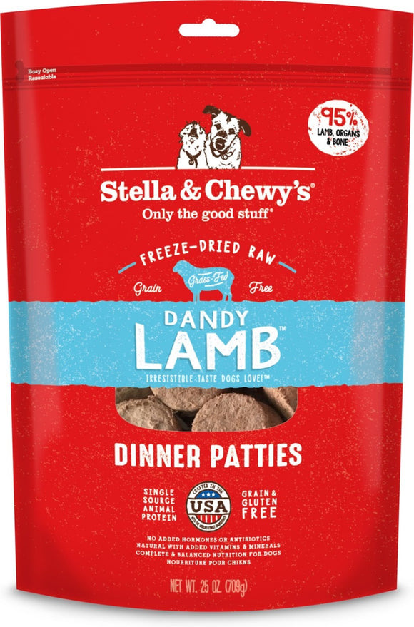 Stella & Chewy s Dandy Lamb Dinner Patties Freeze-Dried Raw Dry Dog Food  25 oz