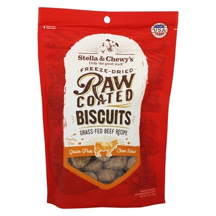Stella & Shewy's 9 oz Raw Coated Freeze Dried Biscuits Grass Fed Beef Recipe