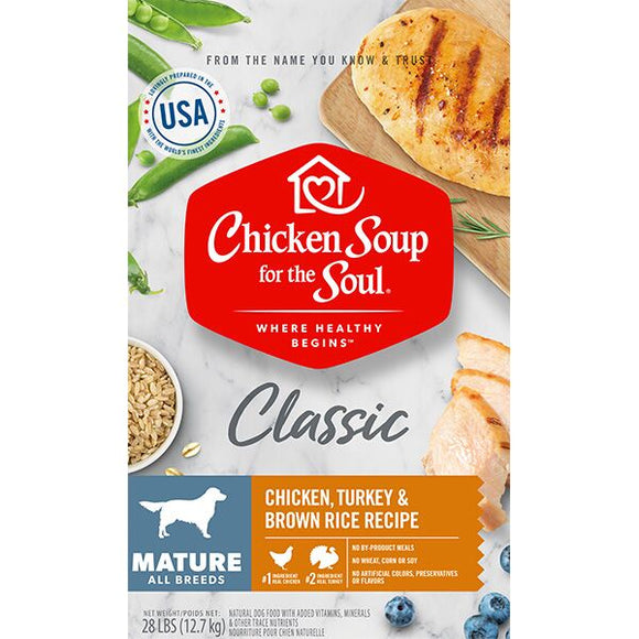 Chicken Soup Chicken, Turkey & Brown Rice Senior Recipe Dry Dog Food, 28 lb