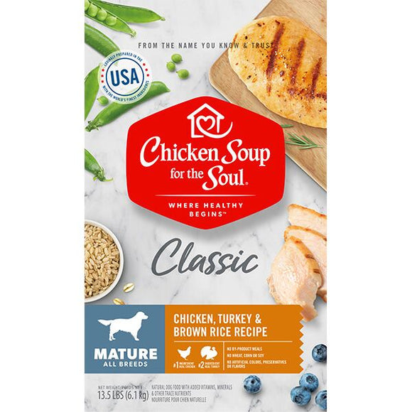 Chicken Soup Chicken, Turkey & Brown Rice Senior Recipe Dry Dog Food, 13.5 lb