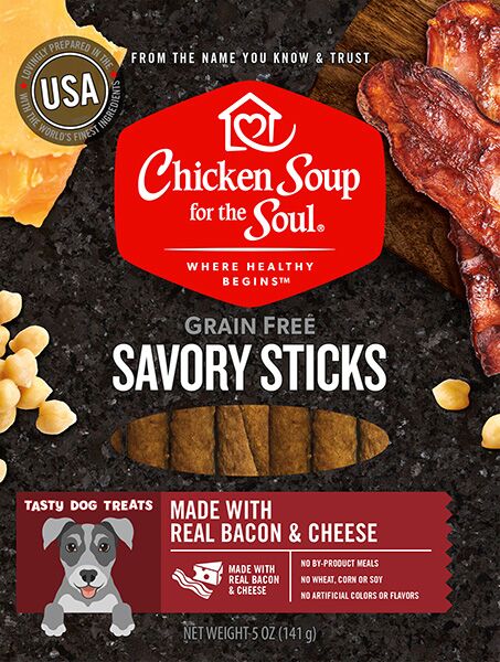 Chicken Soup 5oz Savory Sticks Bacon & Cheese Dog Treats Food