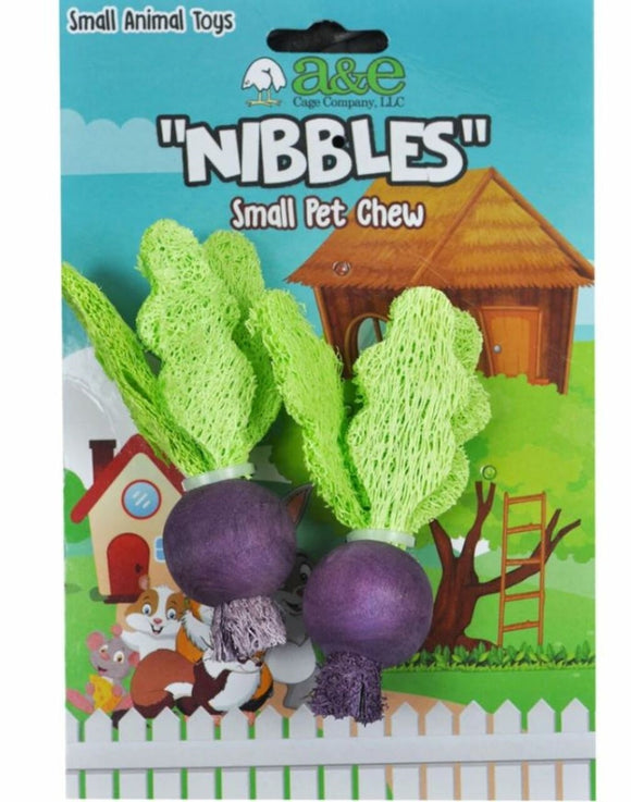 A&E Cage Co Nibbles Turnip Loofah Chew Toys with Wood